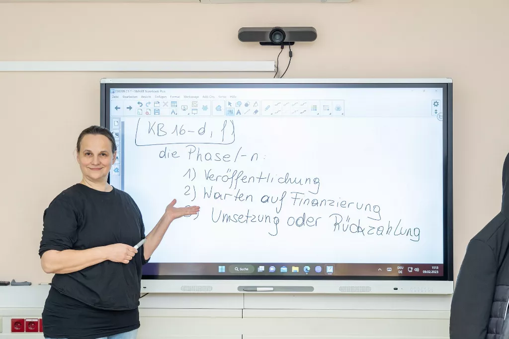 Einzelunterricht Präsentation der Teilnehmerin